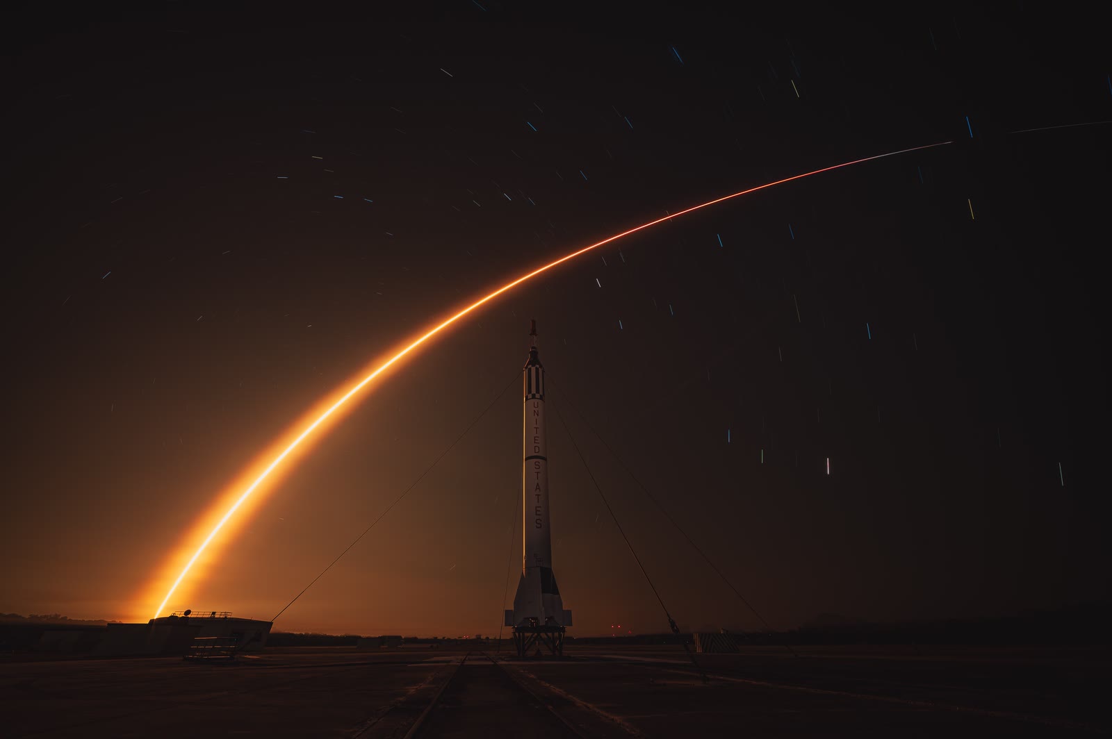 Falcon 9 lifting off from Kennedy Space Center on a Starlink mission