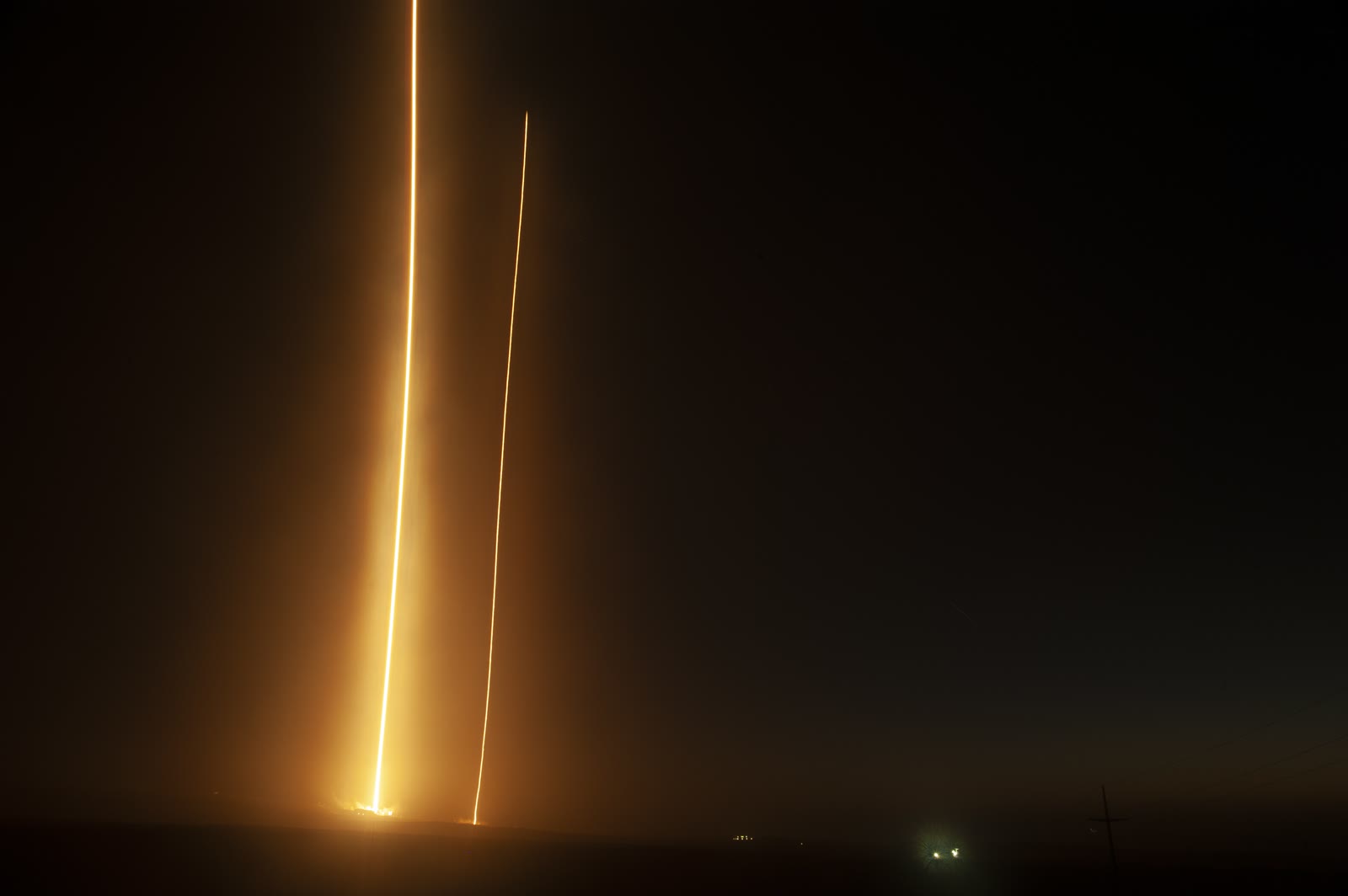Falcon 9 climbing away from Vandenberg Air Force Base
