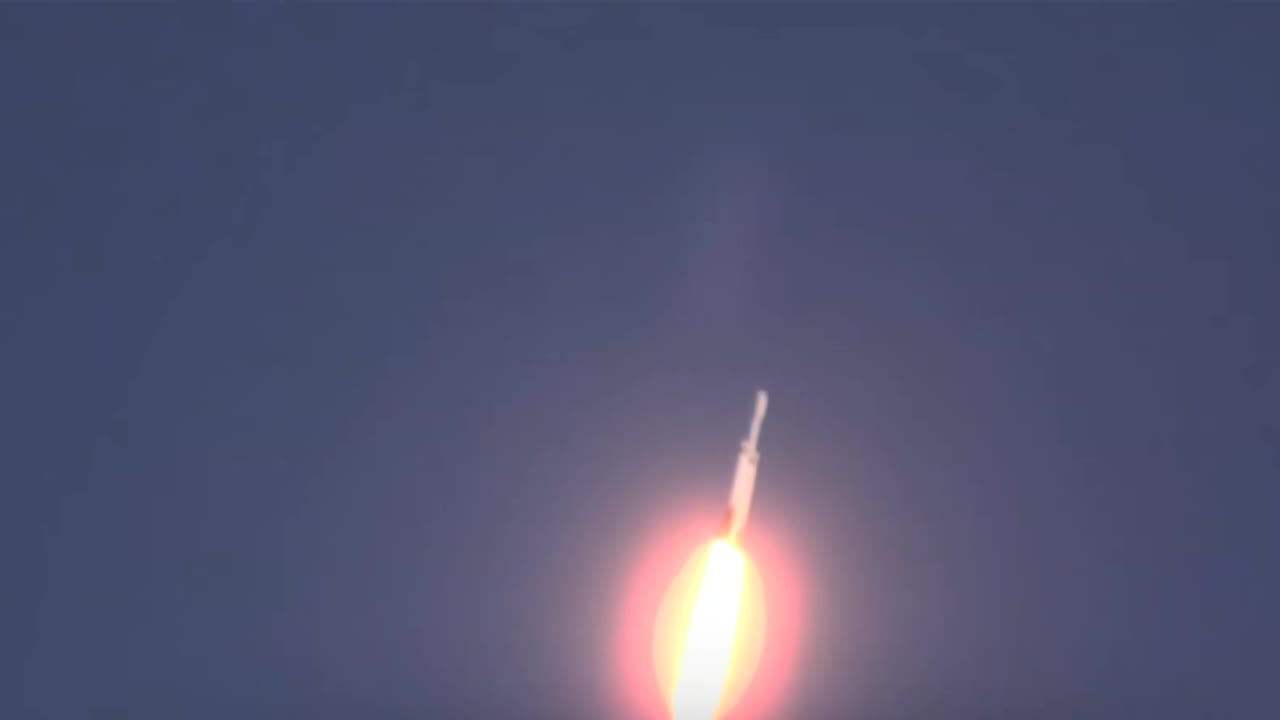 Falcon Heavy climbing with a bright plume during the launch of NASA's Nancy Grace Roman Space Telescope, August 30 2026